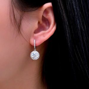 New! Designer 11cttw Drop Earrings in Rhodium Plated 925SS